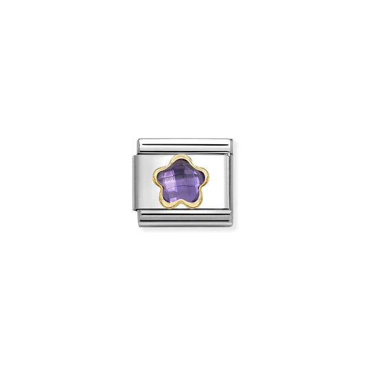 Purple Flower CZ Link | 18K Gold