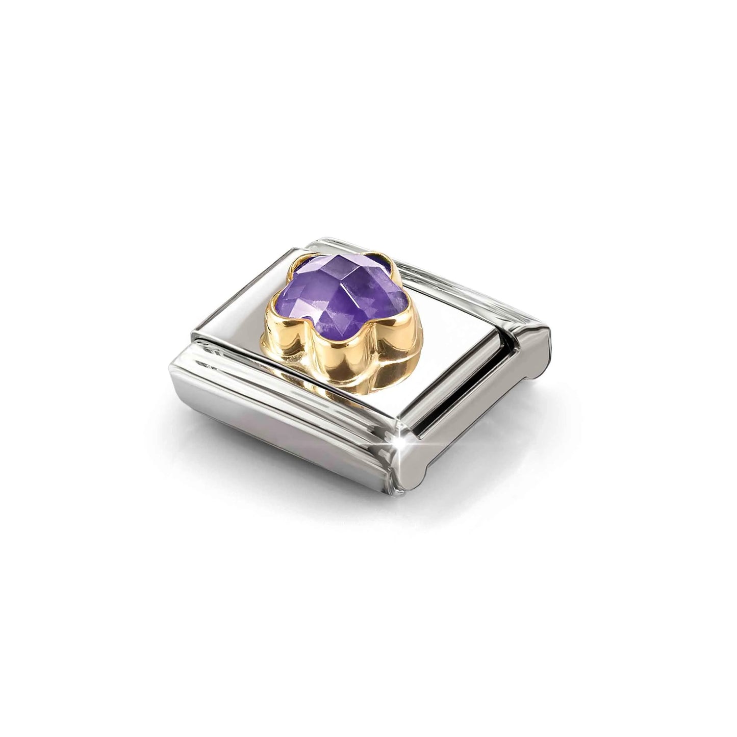 Purple Flower CZ Link | 18K Gold