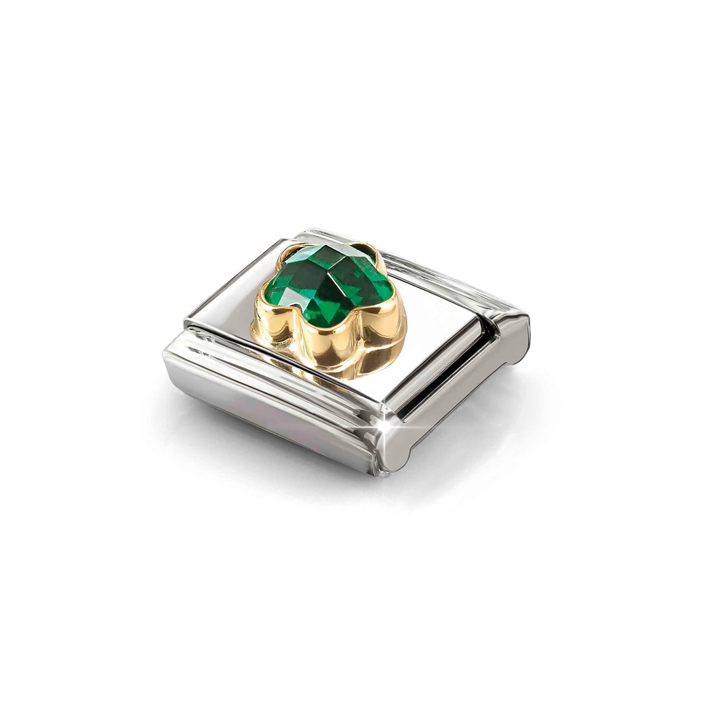 Green Flower CZ Link | 18K Gold