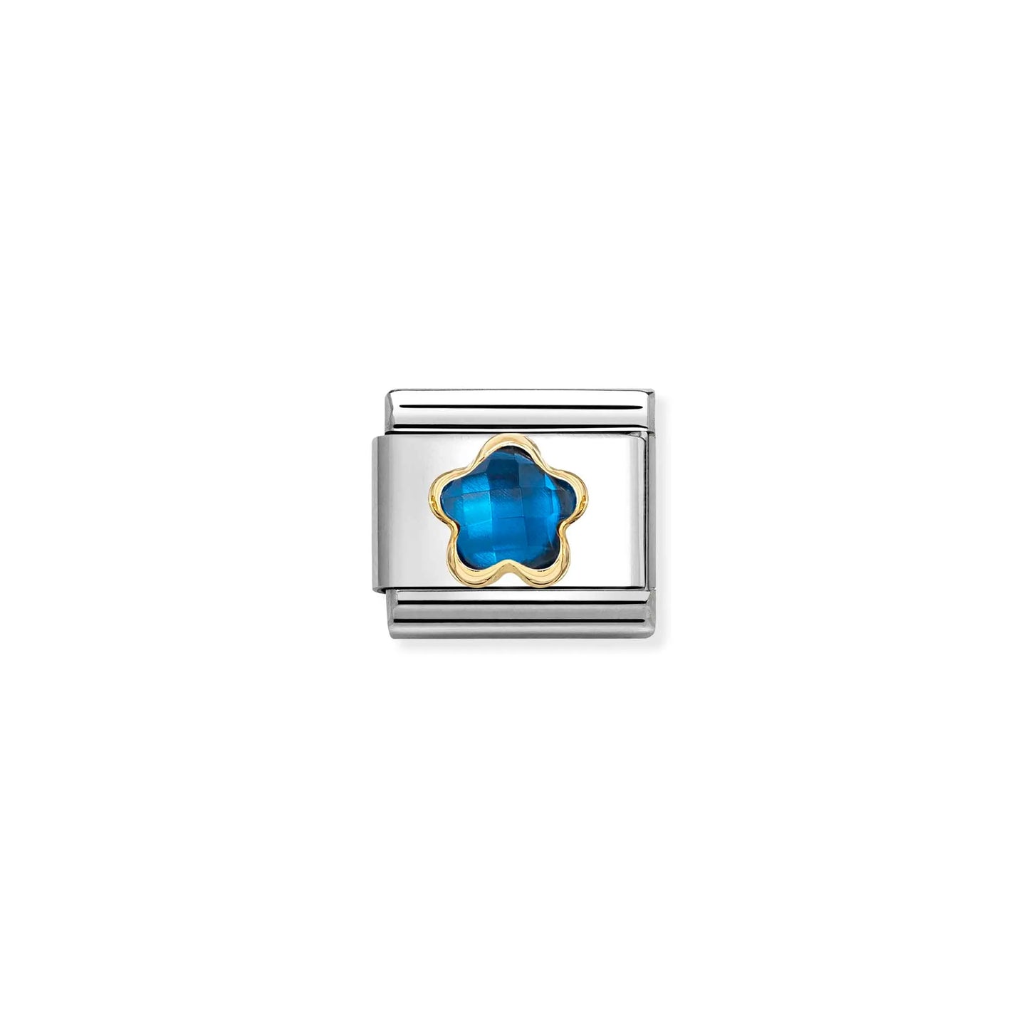 Blue Flower CZ Link | 18K Gold