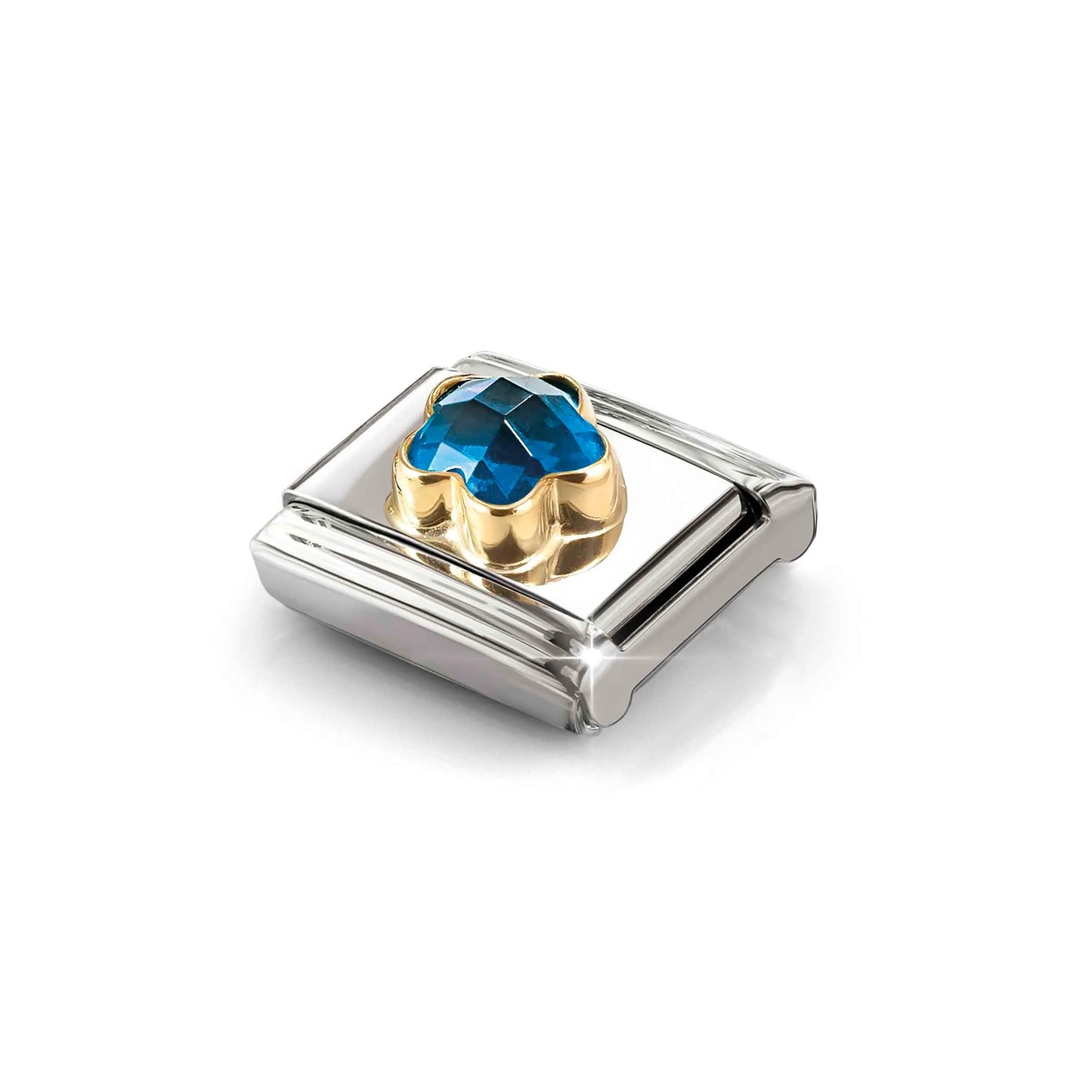 Blue Flower CZ Link | 18K Gold
