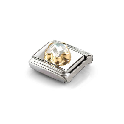 White Flower CZ Link | 18K Gold