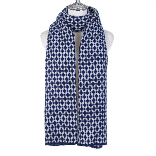 Patterned Scarf | Navy