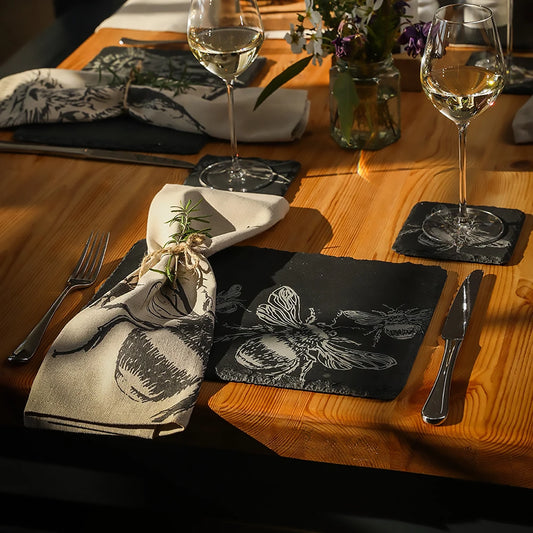 Set of 2 Slate Etched Place Mats | Bee