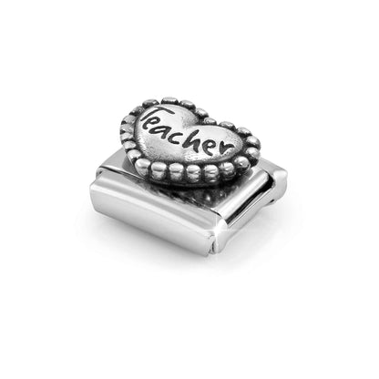 Popcorn Surround Teacher Heart Link | Silver