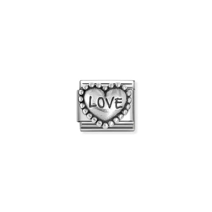 Popcorn Surround Love Heart Link | Silver
