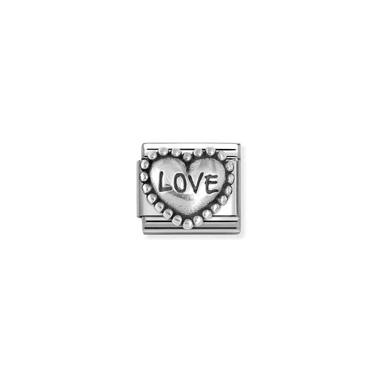 Popcorn Surround Love Heart Link | Silver