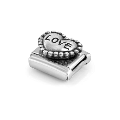 Popcorn Surround Love Heart Link | Silver