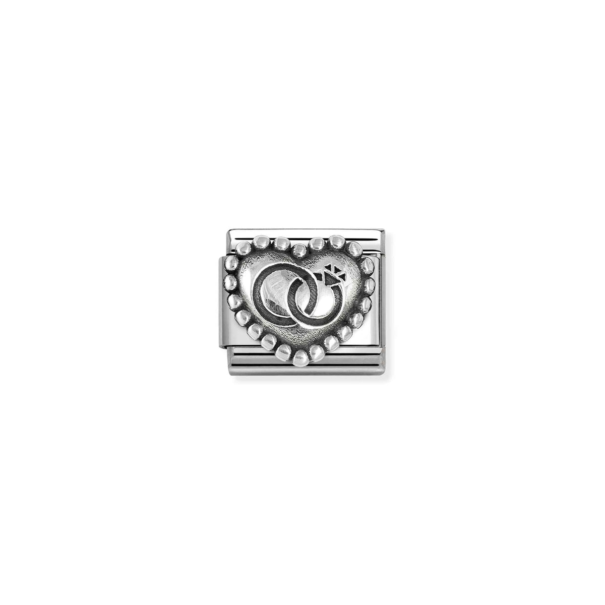 Popcorn Surround Wedding Rings Heart | Silver