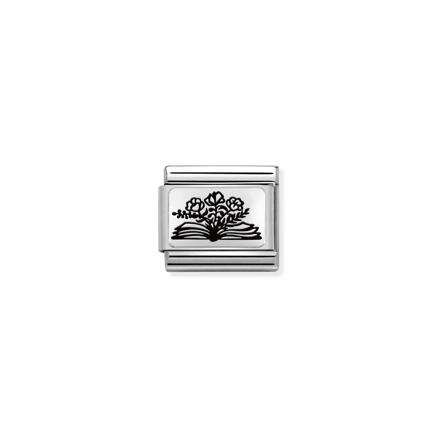 Book with Flowers Link | Silver