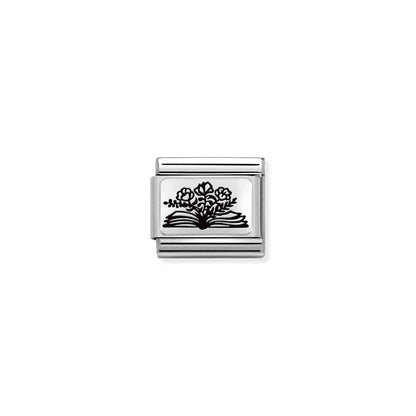 Book with Flowers Link | Silver