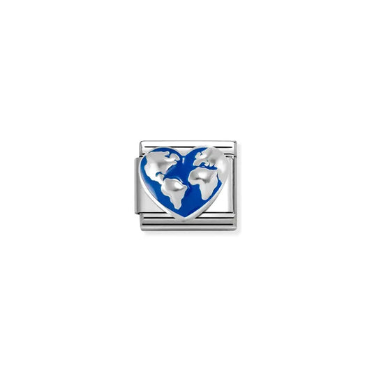 Heart Globe Link | Silver & Enamel