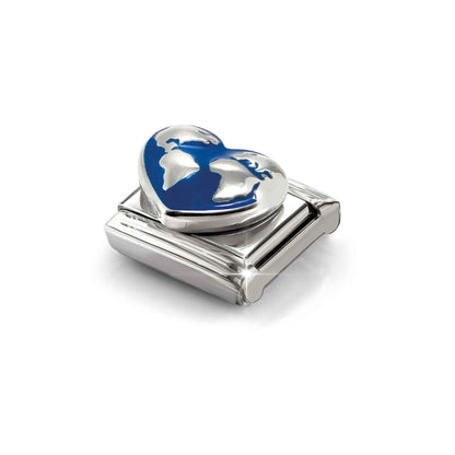 Heart Globe Link | Silver & Enamel
