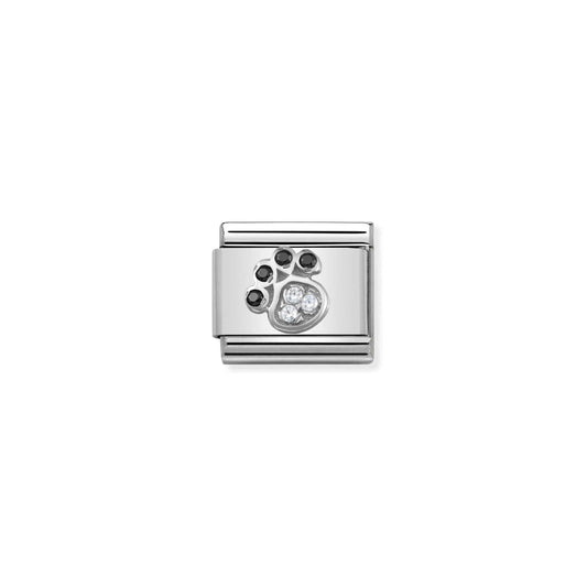 Paw Print Charm - Silver and CZ