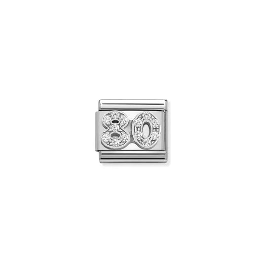 Age 80 Charm with Silver and CZ