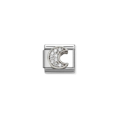 Pavé Crescent CZ Moon Link | Silver
