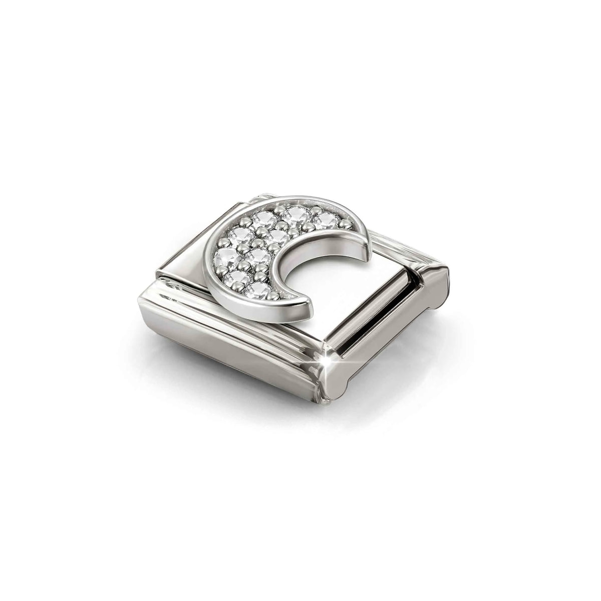 Pavé Crescent CZ Moon Link | Silver