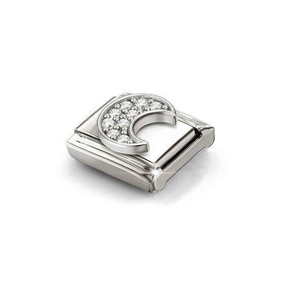 Pavé Crescent CZ Moon Link | Silver