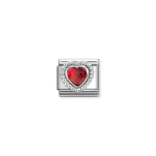 Popcorn Surround Red Faceted Heart | Silver & Stones