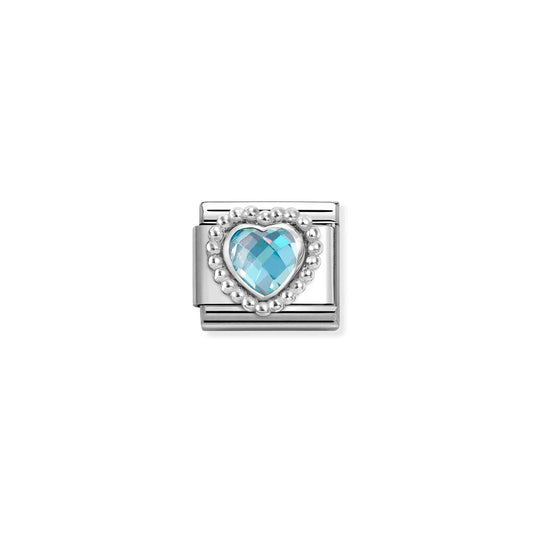 Popcorn Surround Light Blue Faceted Heart | Silver & Stones