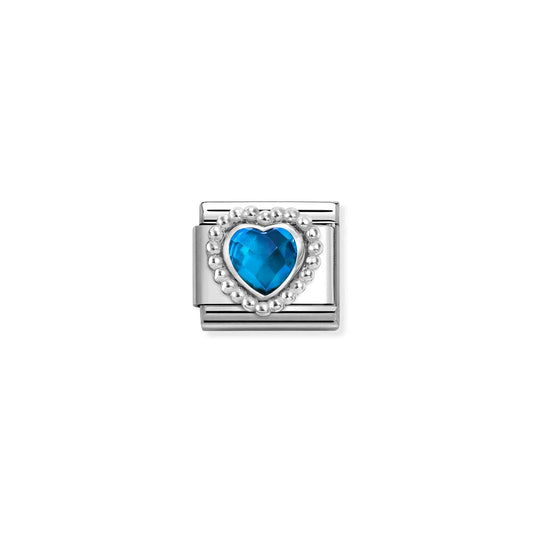 Popcorn Surround Blue Faceted CZ Heart | Silver & Stones