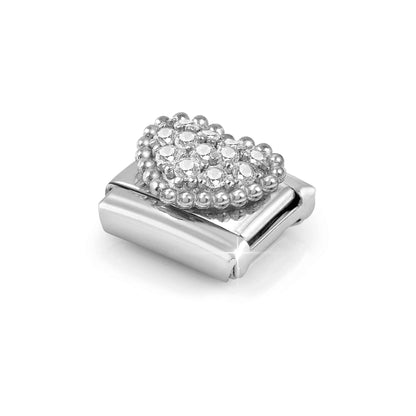 Popcorn Surround White CZ Pavé Heart | Silver & Stones