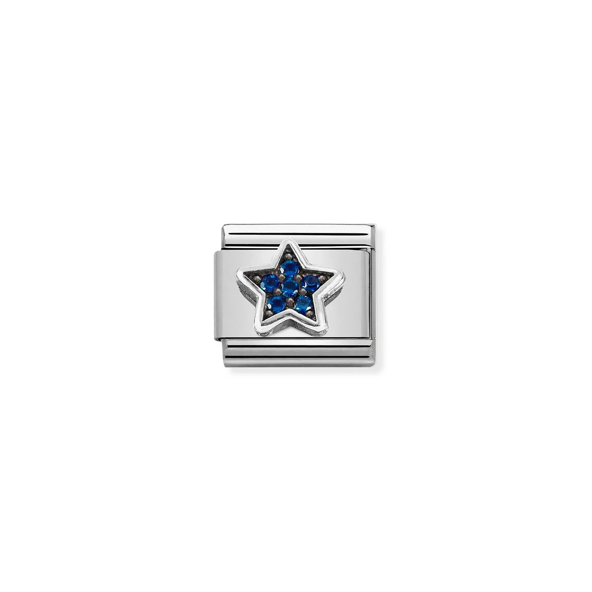Pavé Star Blue CZ Link | Silver