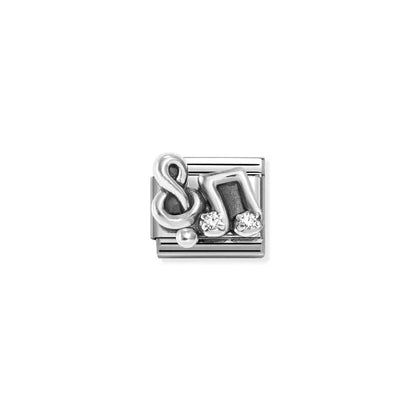 Treble Clef & CZ Music Note | Silver