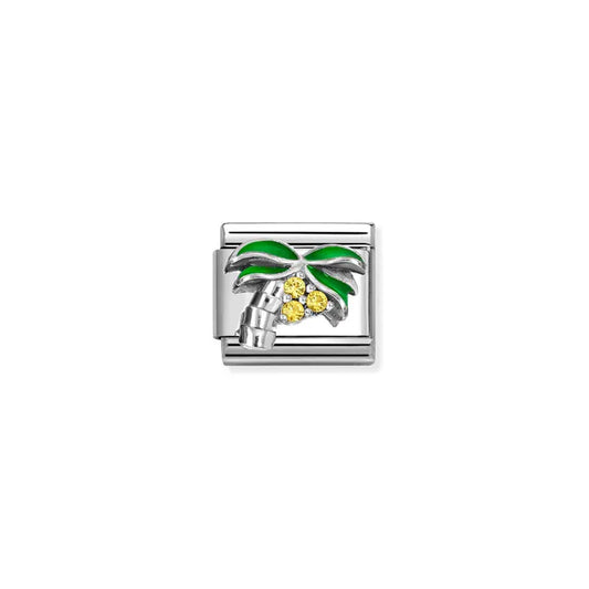 Palm Tree CZ Link | Silver & Enamel