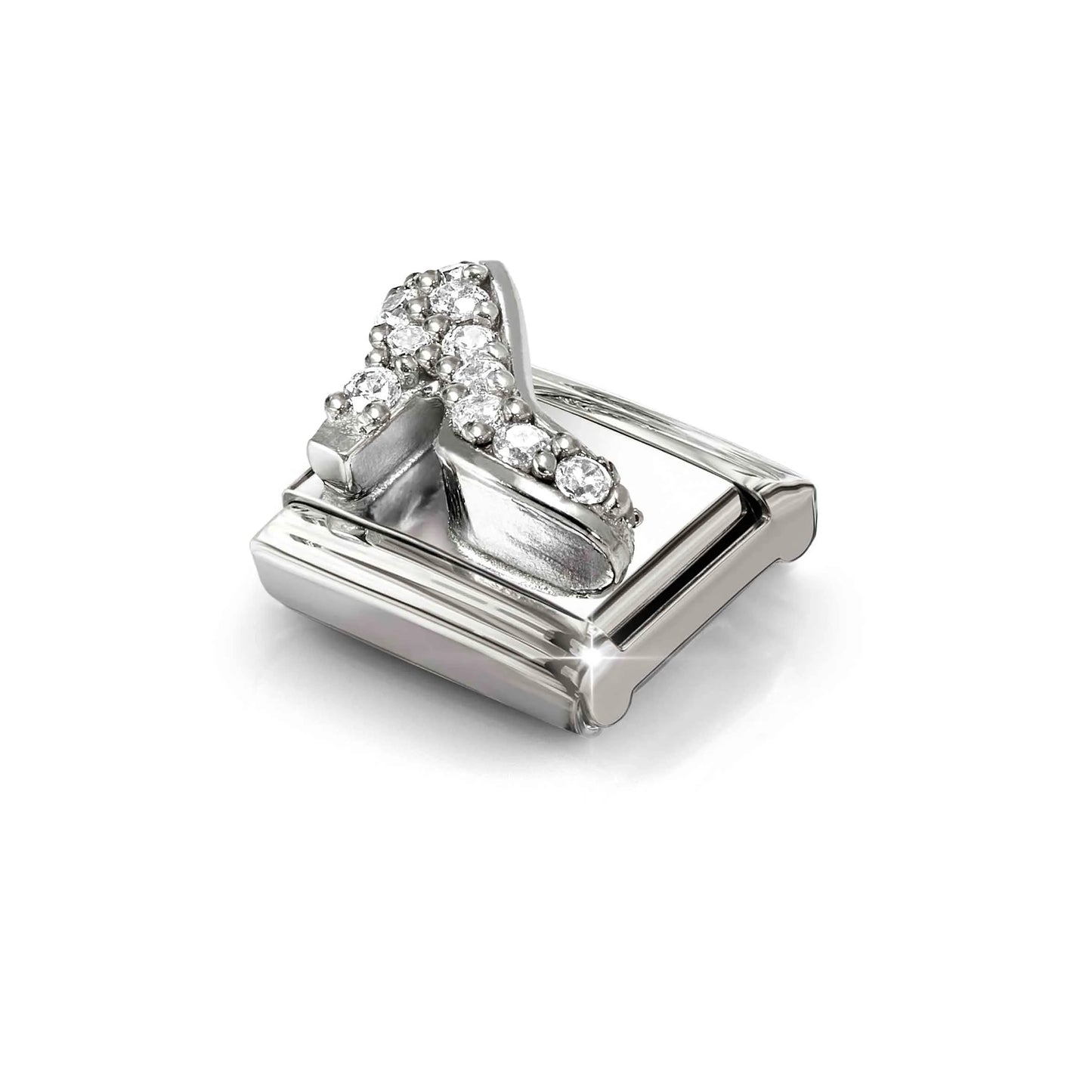 High Heel CZ Shoe | Silver