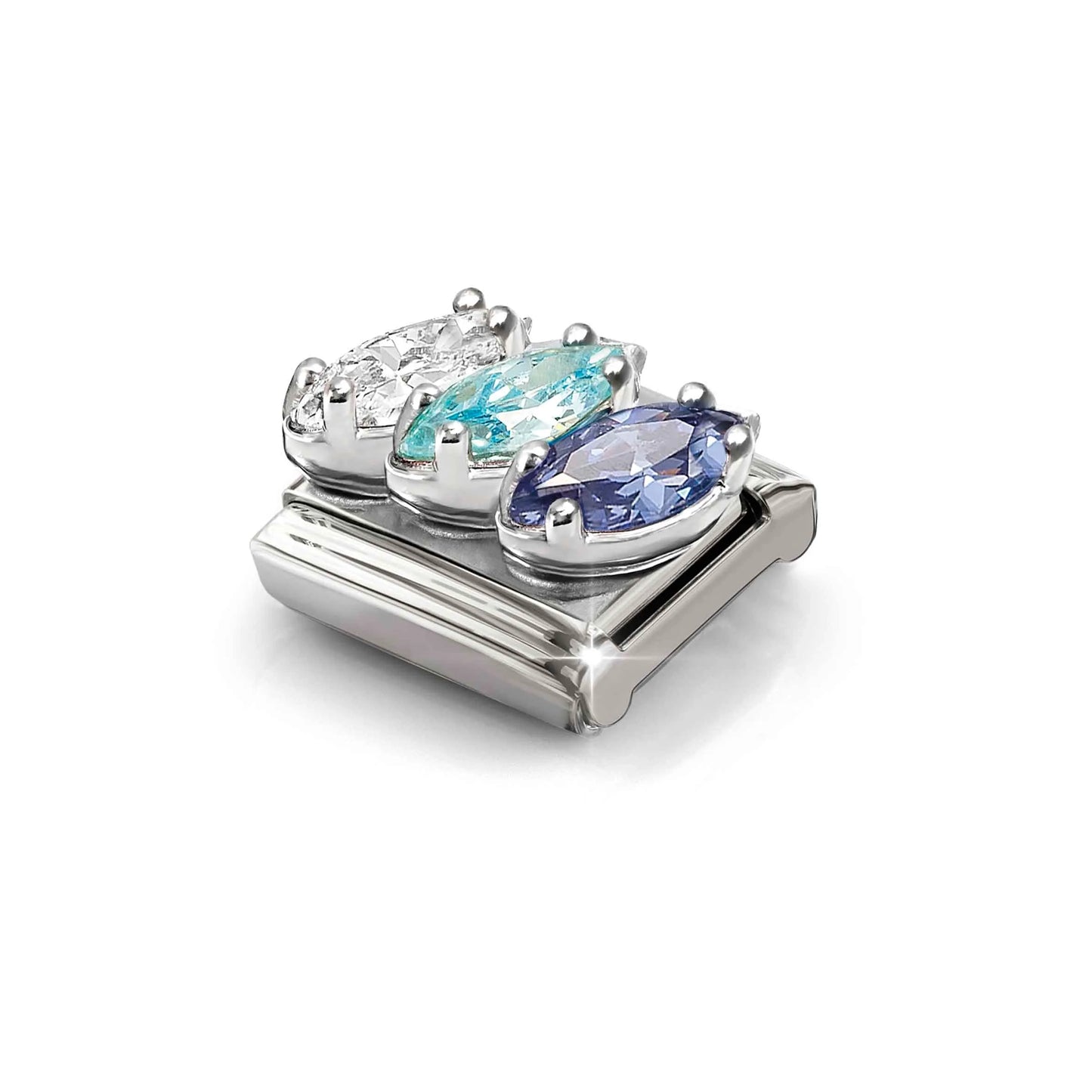 Trilogy White & Blue Marquis CZ Link | Silver