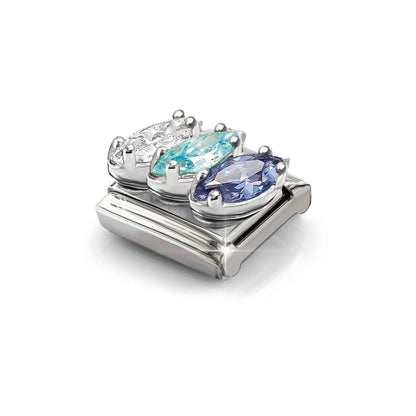 Trilogy White & Blue Marquis CZ Link | Silver