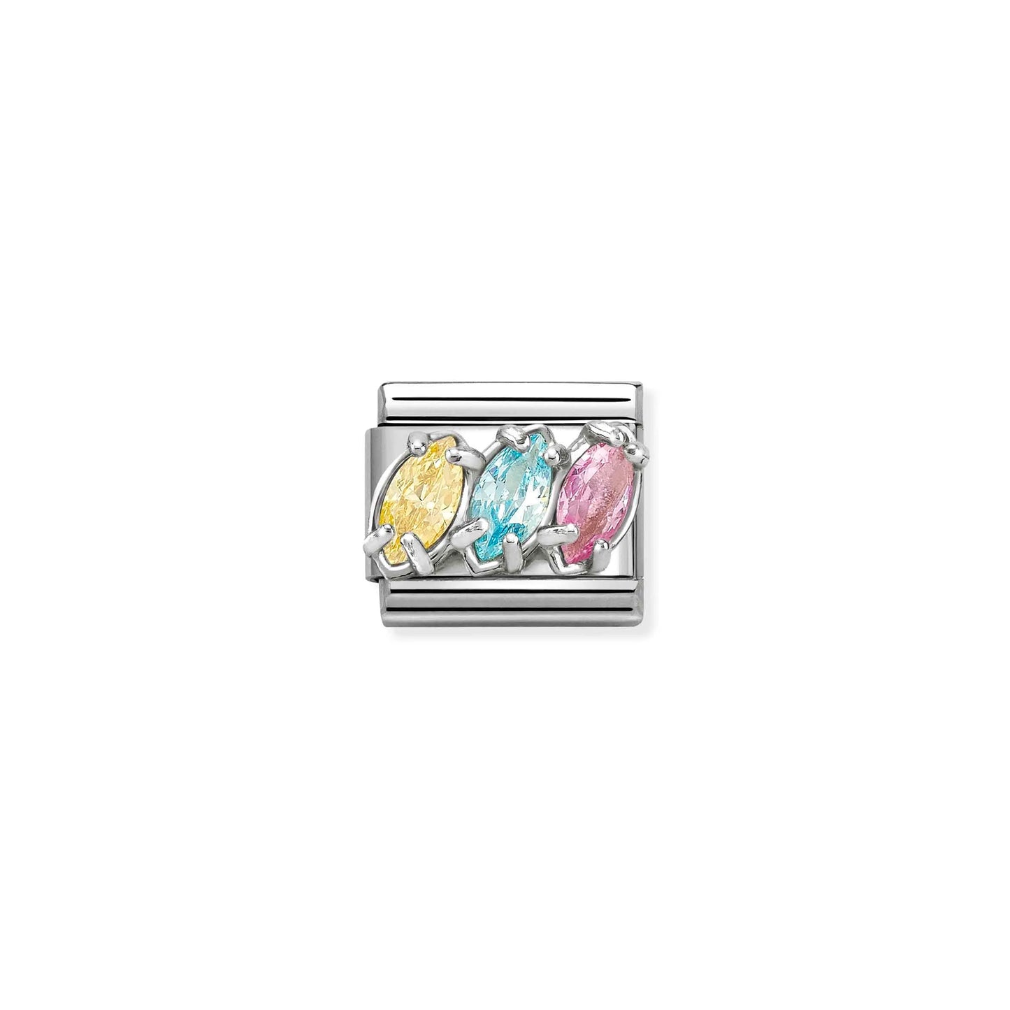 Trilogy Yellow, Pink & Blue Marquis CZ Link | Silver