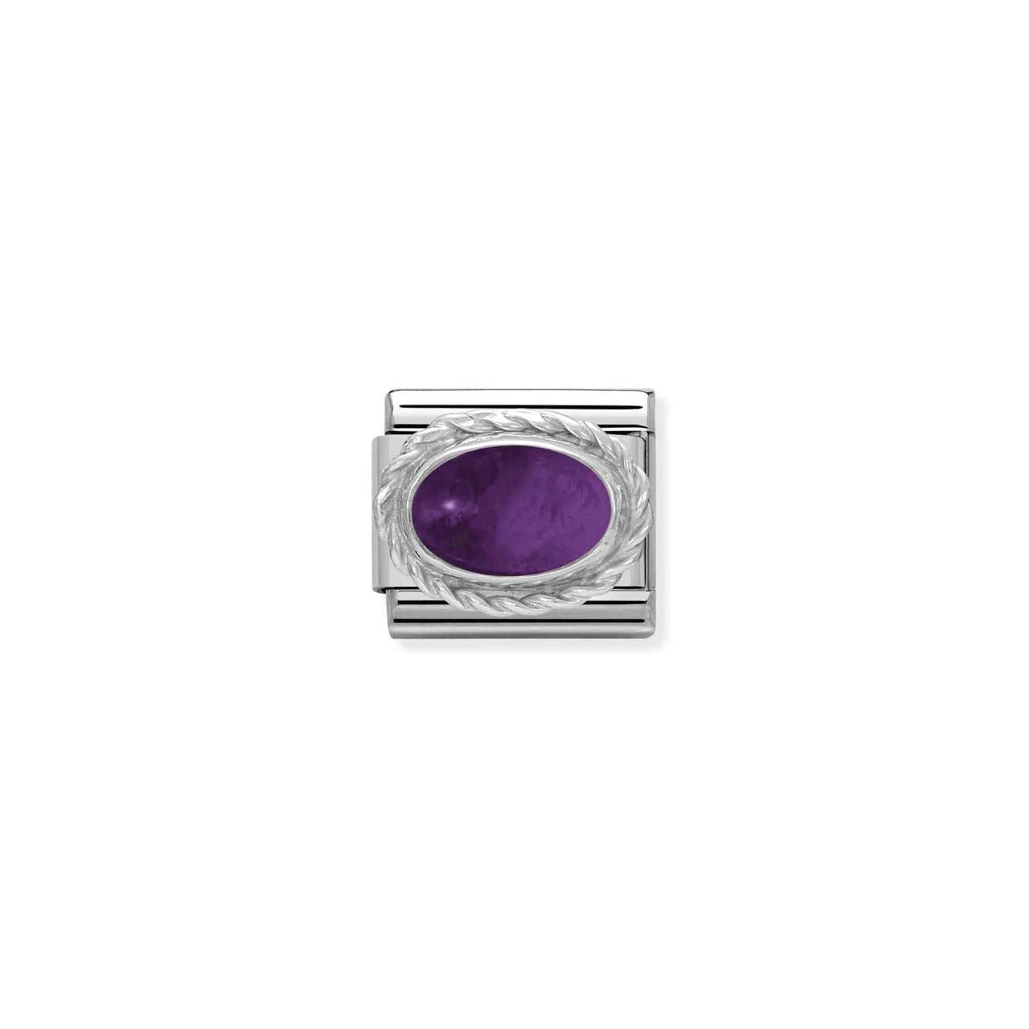 Amethyst Oval Charm - Silver