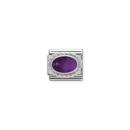 Amethyst Oval Charm - Silver