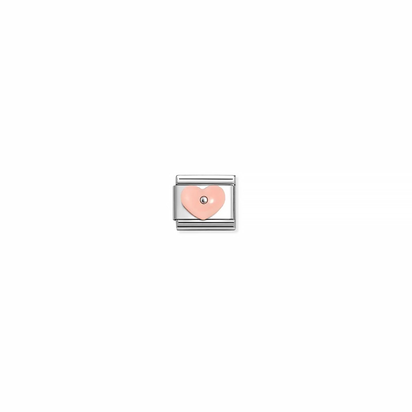 Nomination Link Charm with pink resin heart and silver rivet in the centre