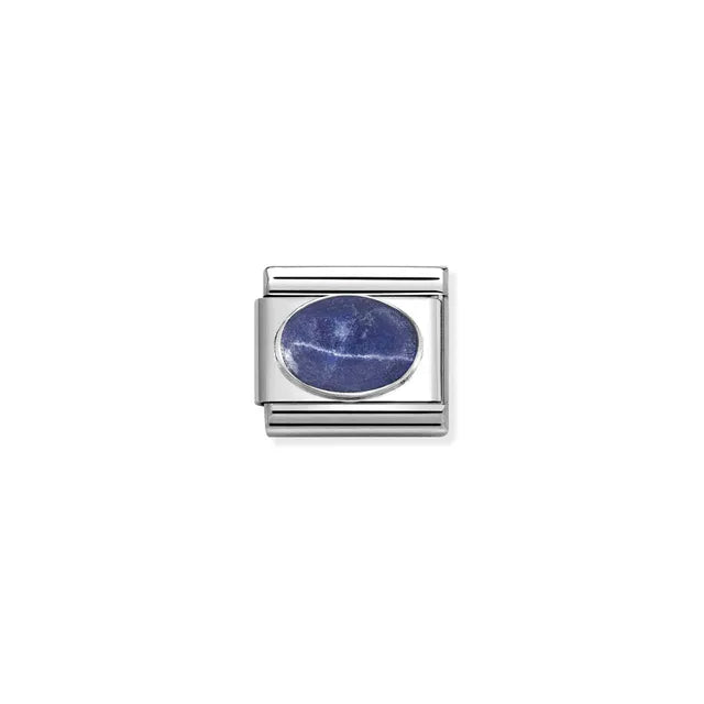 Blue Sodalite Stone Charm - Silver