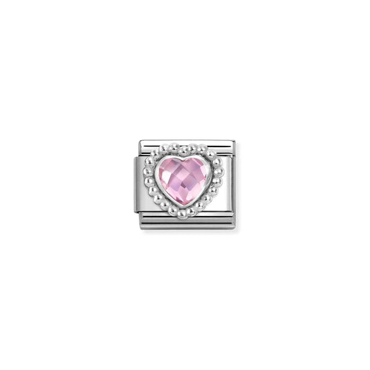 Popcorn Surround Pink Faceted Heart | Silver & Stones