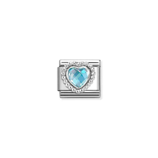 Light Blue Faceted Heart Popcorn Surround - Silver & Stones
