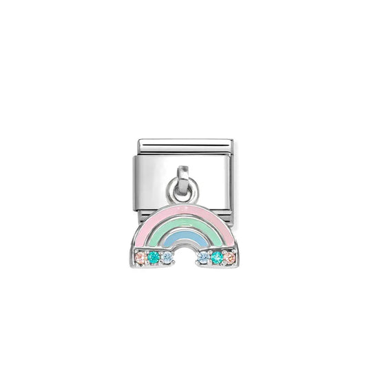Rainbow CZ Pendant Link | Silver & Enamel