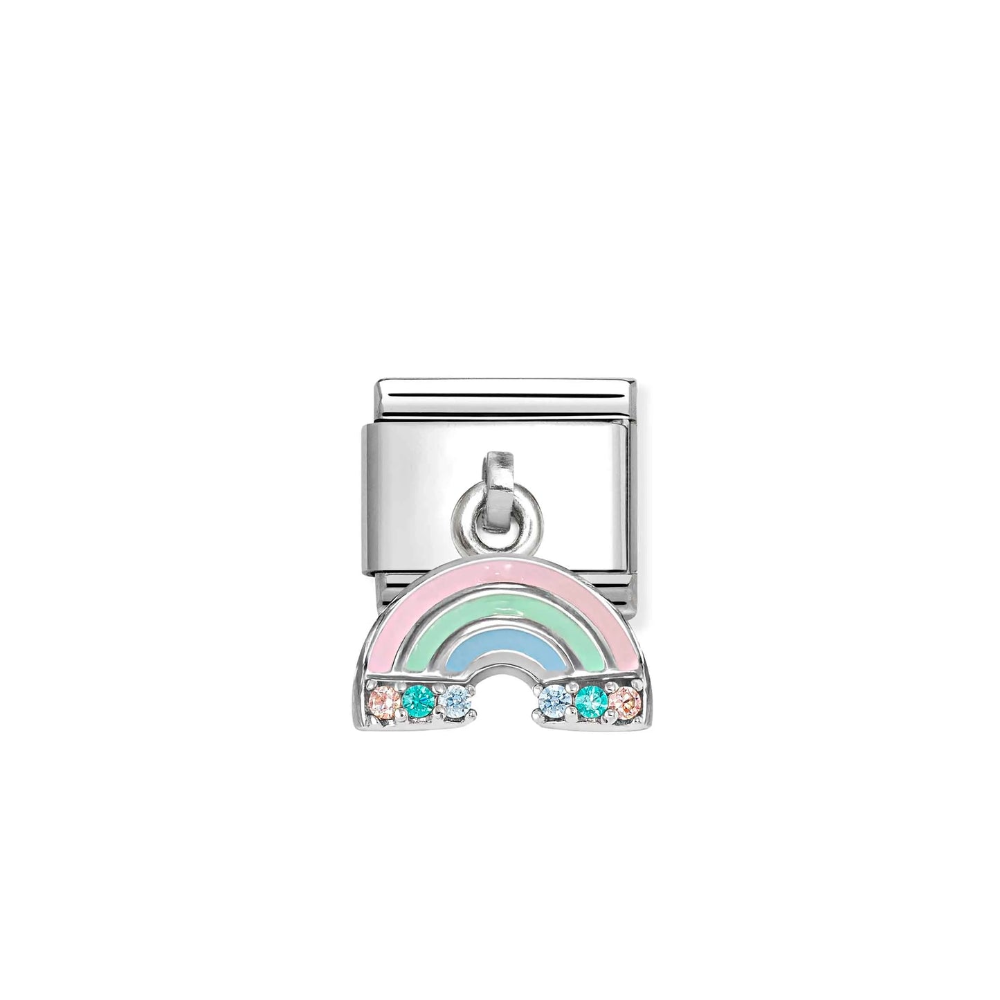 Rainbow CZ Pendant Link | Silver & Enamel