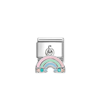 Rainbow CZ Pendant Link | Silver & Enamel
