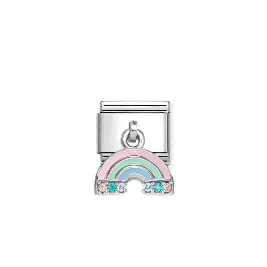 Rainbow CZ Pendant Link | Silver & Enamel