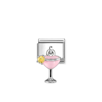 Cocktail Pendant CZ Link | Silver & Enamel
