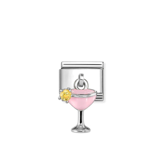 Cocktail Pendant CZ Link | Silver & Enamel