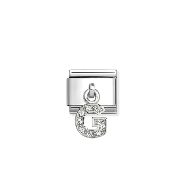 G Letter CZ Pendant Link | Silver