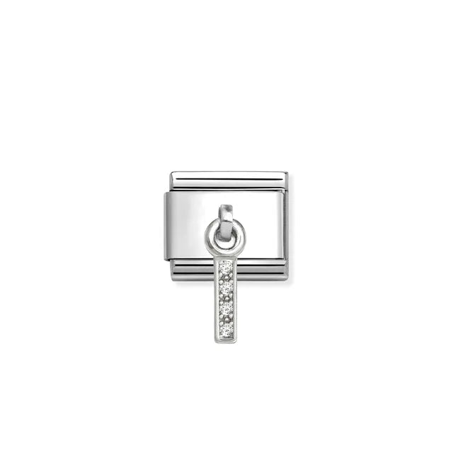 I Letter CZ Pendant Link | Silver