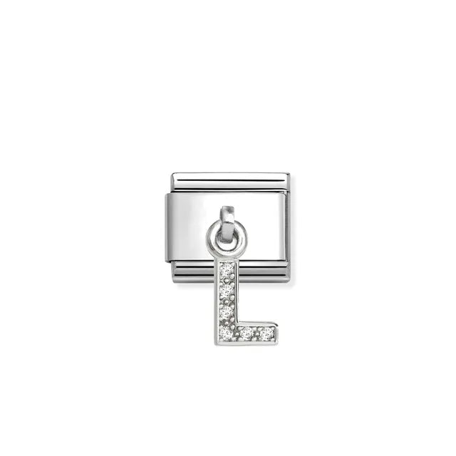 L Letter CZ Pendant Link | Silver