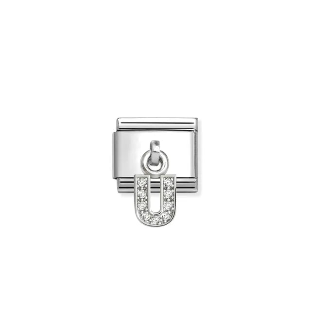 U Letter CZ Pendant Link | Silver