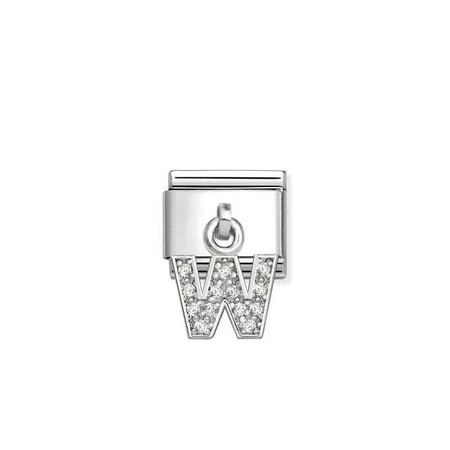 W Letter CZ Pendant Link | Silver